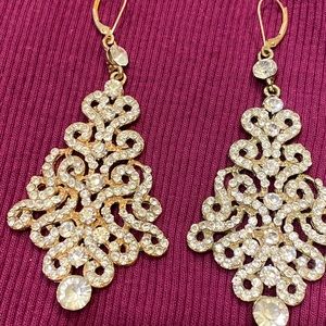 Rhinestone earrings with 14karat gold clasps for ears